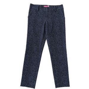 Alice Olivia Velvet Leopard Tuxedo Pants Blue Gray Slim Straight Chic Womens 6